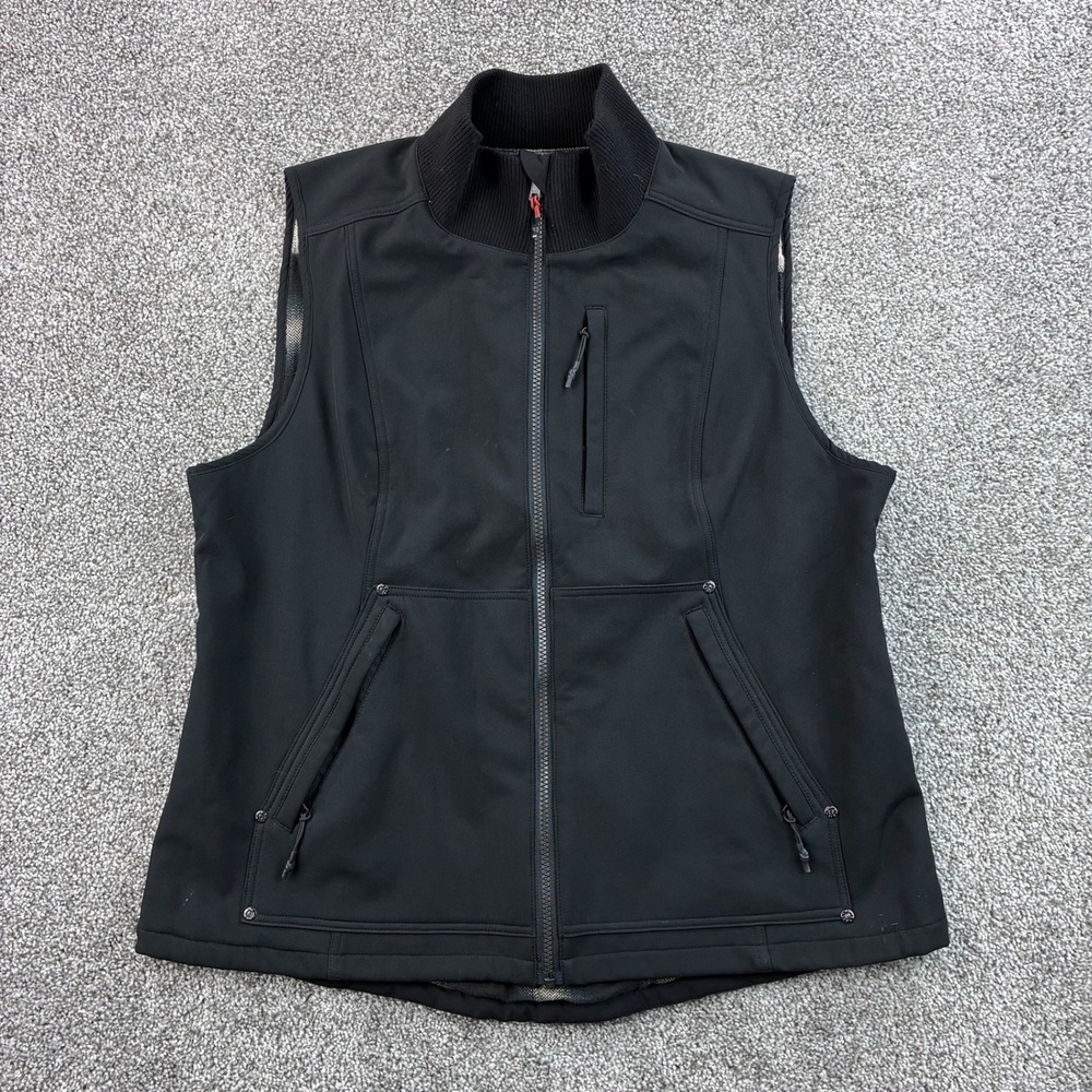 Dovetial Workwear Vest Women's Large Black Softshell Full Zip Utility Layering